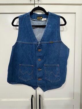 Wrangler Denim Vest Men XL VTG Made In USA Cowboy Western Rodeo